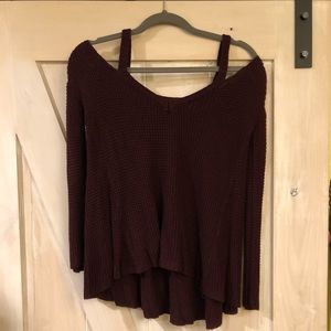Burgundy Off the Shoulder Sweater